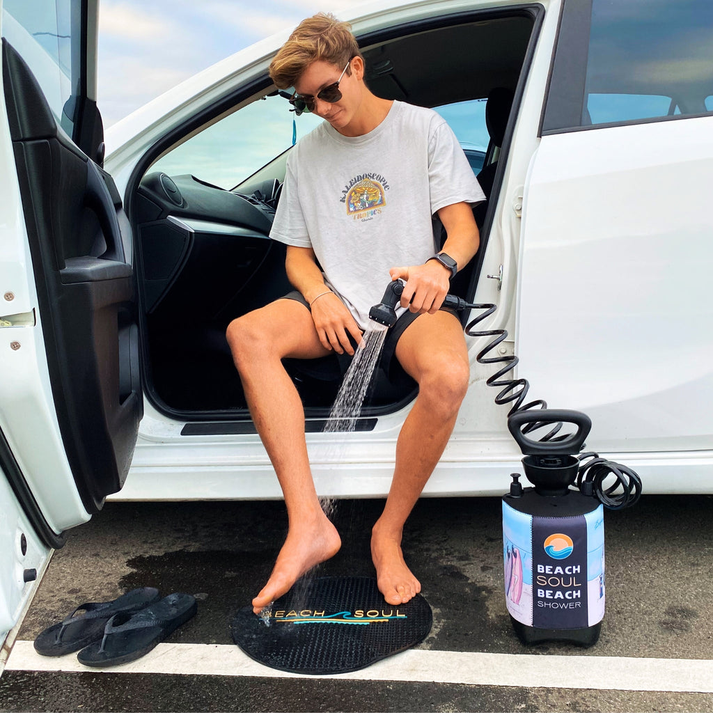 Portable Shower Stoked 5L. The Stoked 5L is a compact, pressurised portable shower designed for outdoor enthusiasts. Featuring a manual hand pump with 10 spray modes, it requires no batteries or power