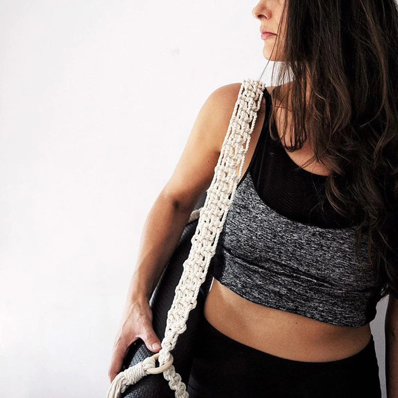 Newest Yoga Mat Carry Strap Handmade Boho Crochet Macrame Adjustable Shoulder Strap for Yoga Mat Sling Pilates Exercise Fitness