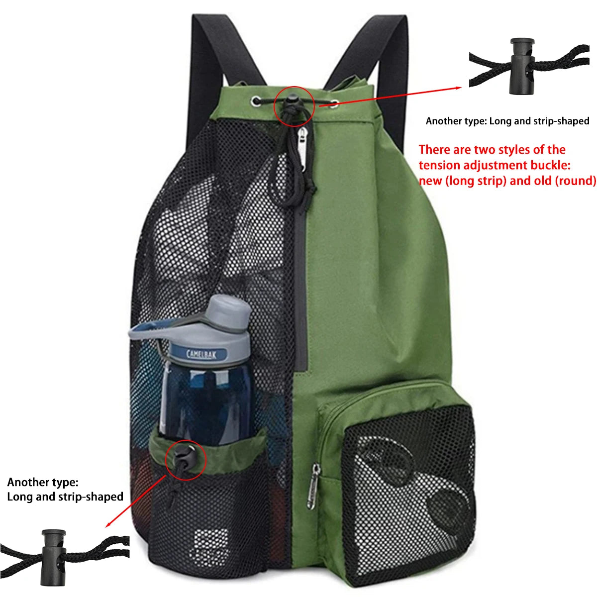 Outdoor beach backpack, swimming bag, mesh perforated drawstring backpack with wet bag, gym yoga exercise storage bag, 1 set